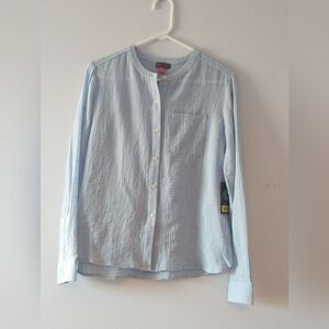 Vince Camuto Women's NWT Oxford Blue XS Button Up Blouse Shirt Pretty Feminine
